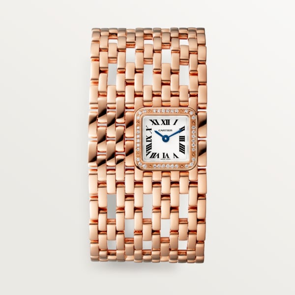 Panthère de Cartier 腕錶 手鐲腕錶，石英機芯，18K玫瑰金，鑽石
