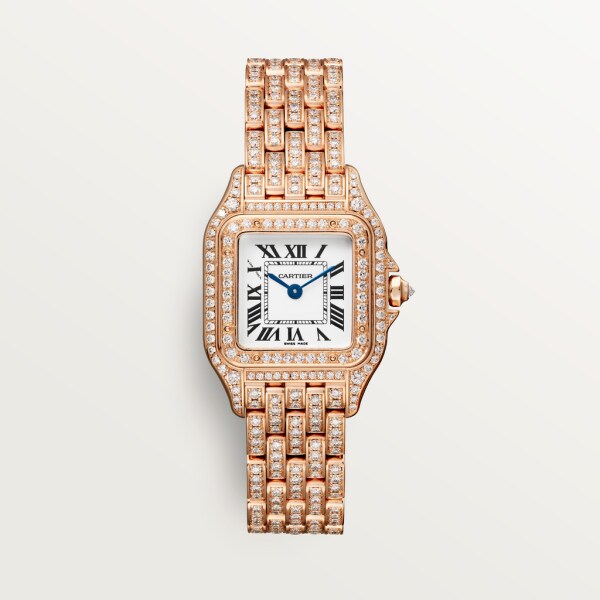 Panthère de Cartier watch Small model, quartz movement, rose gold, diamonds