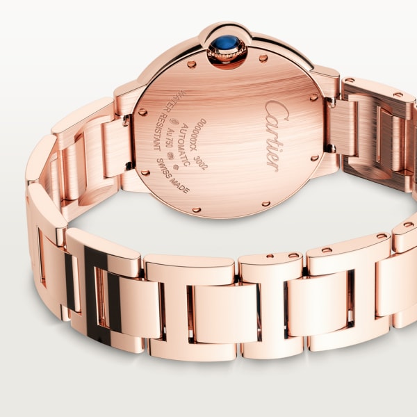 Ballon Bleu de Cartier watch 36 mm, mechanical movement with automatic winding, rose gold, diamonds
