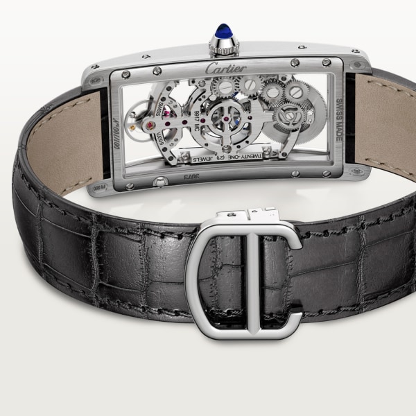 Tank Cintrée 腕錶 大型款，手動上鏈機械機芯，鉑金