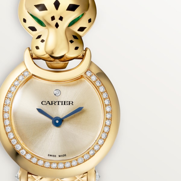 La Panthère de Cartier 腕錶 小型款，石英機芯，18K黃金，鑽石