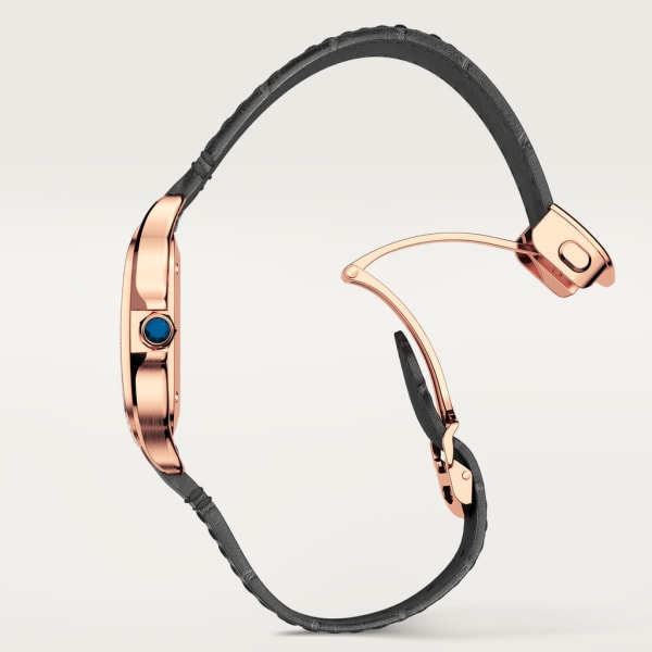 Santos de Cartier watch Medium model, automatic movement, rose gold, diamonds, 2 interchangeable leather bracelets