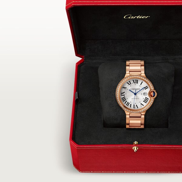 Ballon Bleu de Cartier watch 42mm, automatic movement, rose gold, diamonds