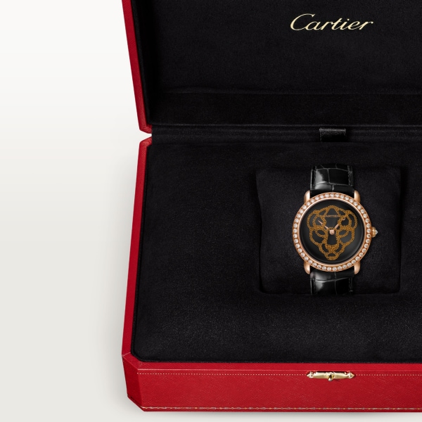 Révélation d'une Panthère 腕錶 37毫米，手動上鏈機械機芯，18K玫瑰金，鑽石，18K玫瑰金圓珠