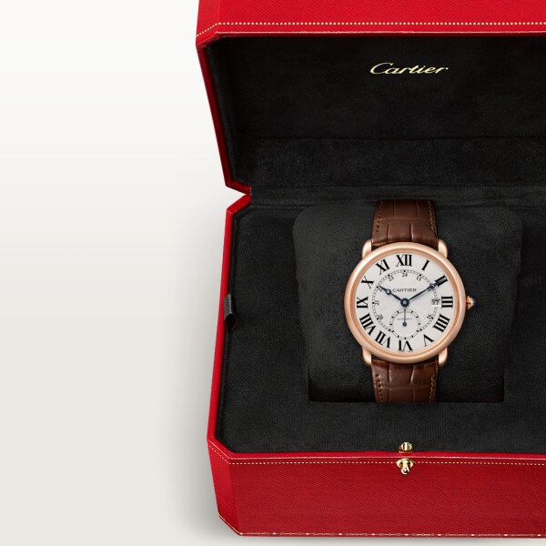 Ronde Louis Cartier 腕錶 40毫米，自動上鏈機械機芯，18K玫瑰金，皮革