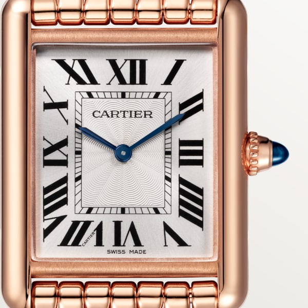 Tank Louis Cartier 腕錶 小型款，手動上鏈機械機芯，18K玫瑰金，鑽石