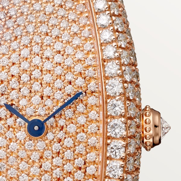 Baignoire Allongée 腕錶 中型款，手動上鏈機械機芯，18K玫瑰金，鑽石