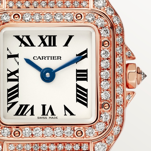 Panthère de Cartier 腕錶 迷你款，石英機芯，18K玫瑰金，鑽石
