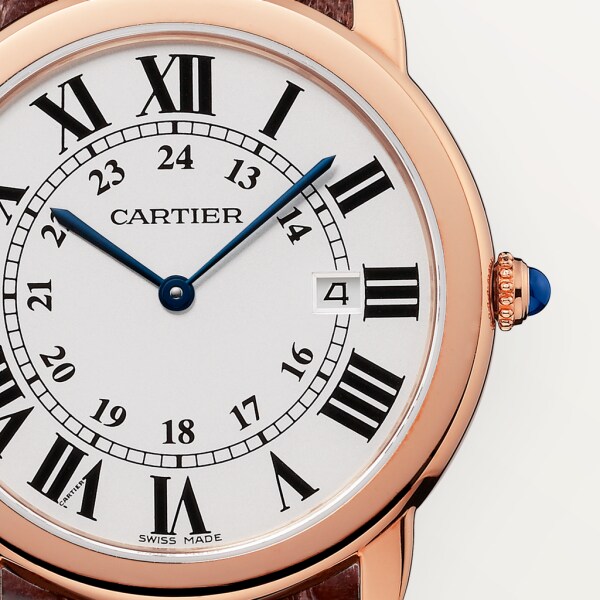 Ronde Solo de Cartier watch 36mm, quartz movement, rose gold, steel, leather