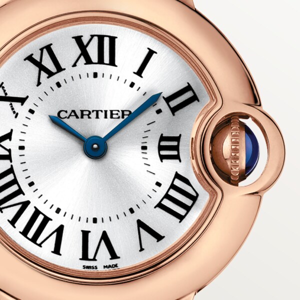 Ballon Bleu de Cartier 腕錶 28毫米，石英機芯，18K玫瑰金，皮革