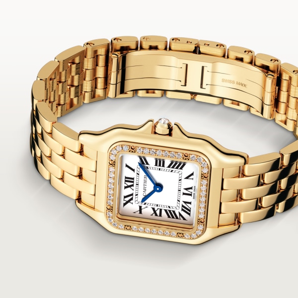 Panthère de Cartier 腕錶 中型款，石英機芯，18K黃金，鑽石
