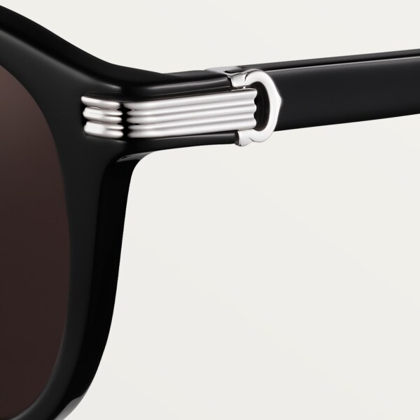 Première de Cartier 太陽眼鏡 黑色複合材質，光滑鍍鉑金飾面，灰色鏡片