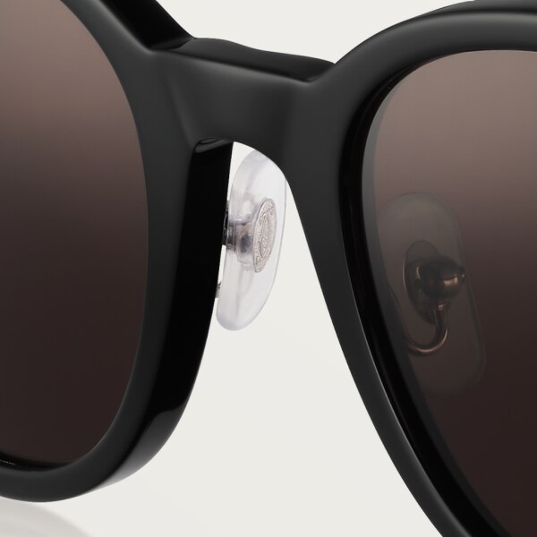 Première de Cartier 太陽眼鏡 黑色複合材質，光滑鍍鉑金飾面，灰色鏡片