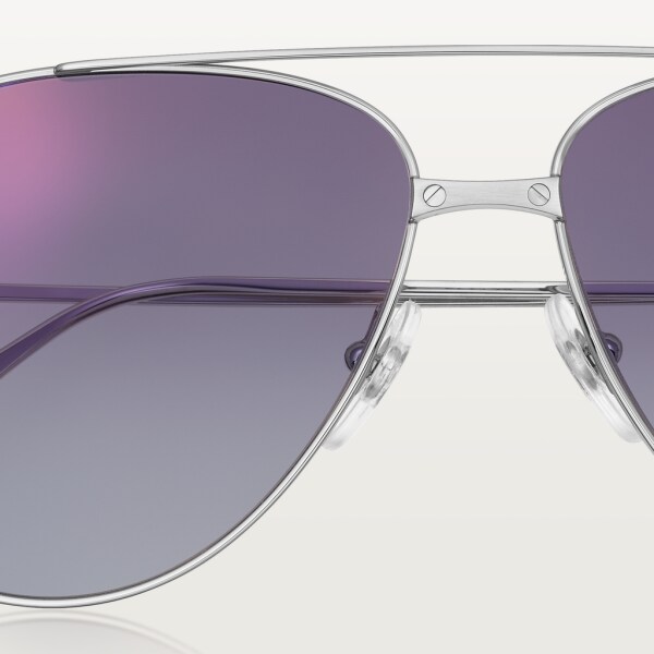 Santos de Cartier sunglasses Smooth and brushed platinum-finish metal, graduated purple and light blue lenses with golden flash