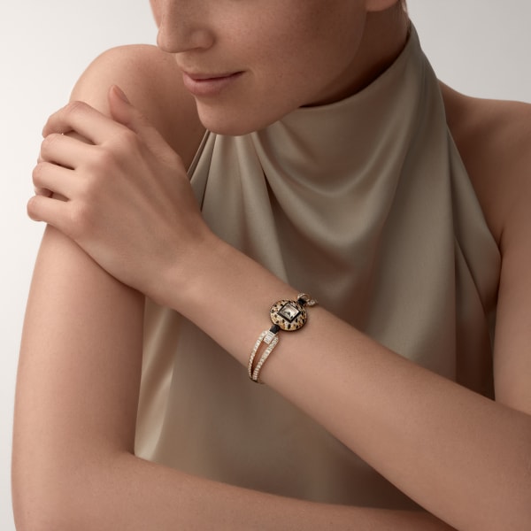 Joaillière Panthère 腕錶 21.66毫米，石英機芯，黃金，玫瑰金，鑽石，縞瑪瑙