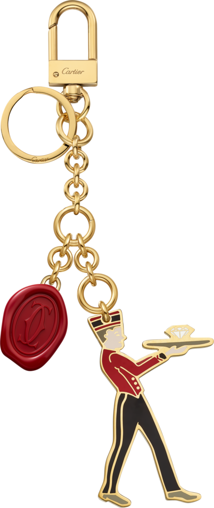 Diabolo de Cartier 門侍及封蠟章鑰匙圈漆面金屬，樹脂及金色飾面