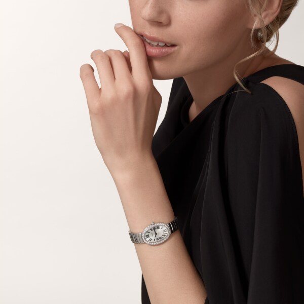 Baignoire watch, small model Small model, quartz movement, white gold, diamonds
