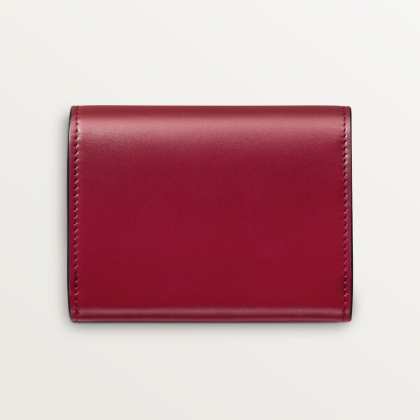 Mini wallet, Double C de Cartier Cherry red calfskin, gold and cherry red enamel finish