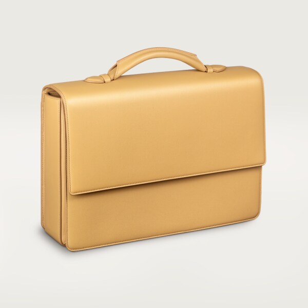 Briefcase, Must de Cartier Tan calfskin, palladium finish
