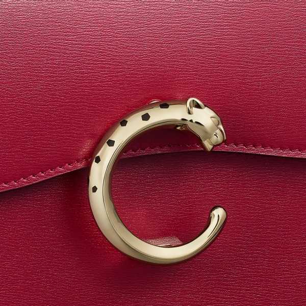 Panthère de Cartier 手袋，迷你款 櫻桃紅色小牛皮，金色飾面