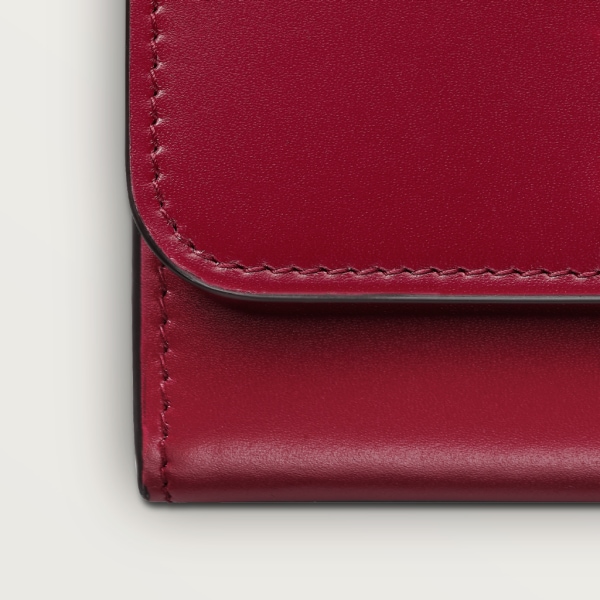 Mini wallet, C de Cartier Cherry red calfskin, gold and cherry red enamel finish