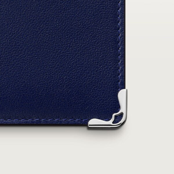 Must de Cartier 信用卡夾，可容納4張信用卡 青金石色小牛皮，銀色飾面