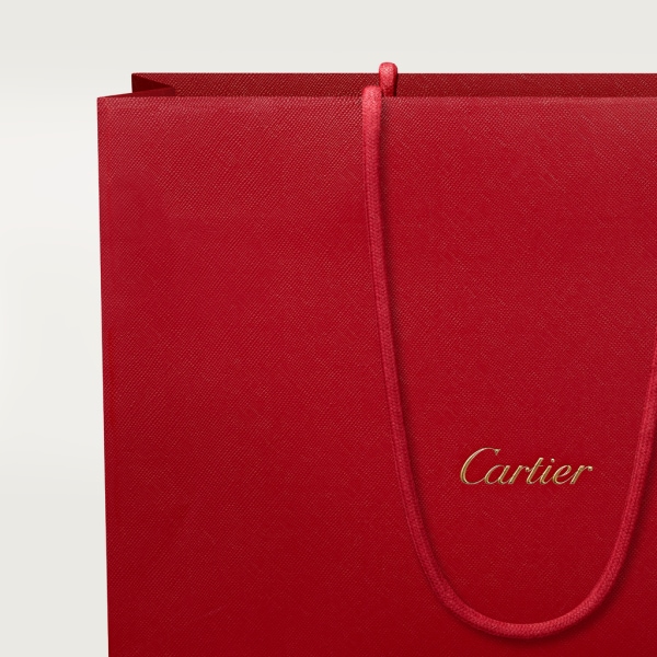 Top handle bag small model, Panthère de Cartier Black calfskin, gold finish