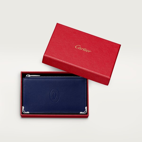 Must de Cartier 信用卡夾，可容納4張信用卡 青金石色小牛皮，銀色飾面