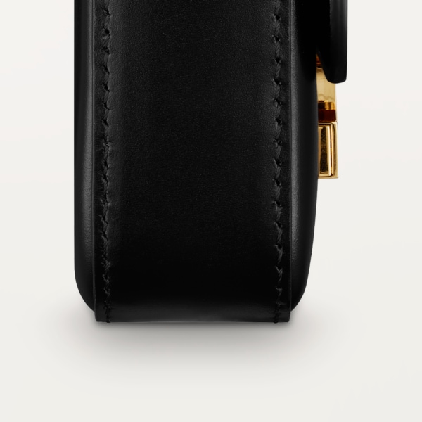 C de Cartier 鏈帶手袋，迷你款 黑色小牛皮，金色及黑色琺瑯飾面