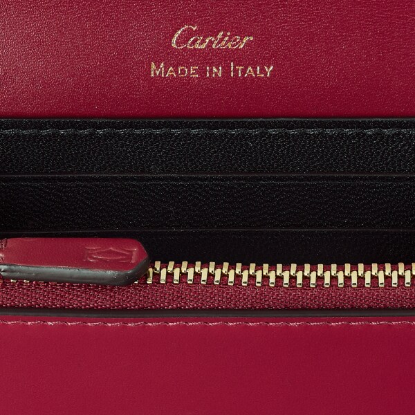 Double C de Cartier 銀包，迷你款 櫻桃紅色小牛皮，金色及櫻桃紅色琺瑯飾面