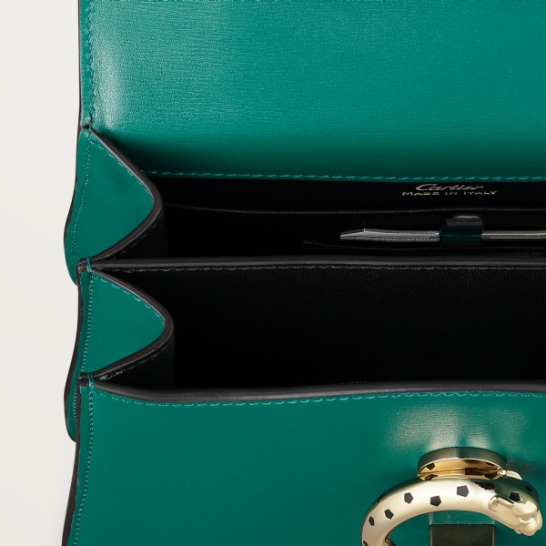 Panthère de Cartier 手袋，迷你款 深綠色小牛皮，金色飾面