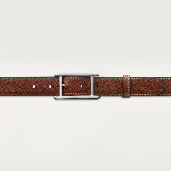 Belt, Tank de Cartier Tobacco-coloured cowhide, palladium-finish buckle