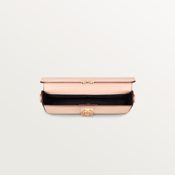 鏈帶手袋，迷你款，Double C de Cartier 粉紅色小牛皮，金色及粉紅色琺瑯飾面