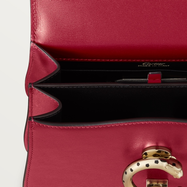 Panthère de Cartier 手袋，迷你款 櫻桃紅色小牛皮，金色飾面