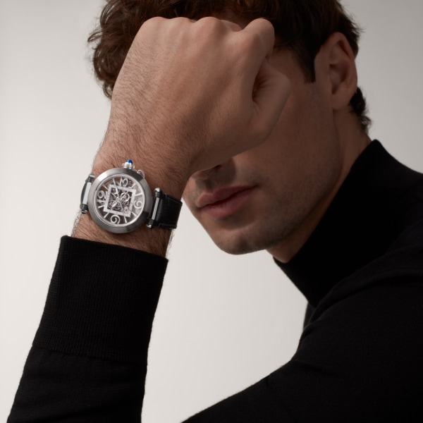 Pasha de Cartier 腕錶 41毫米，自動上鏈機械機芯，精鋼，2條可更換式皮革錶帶
