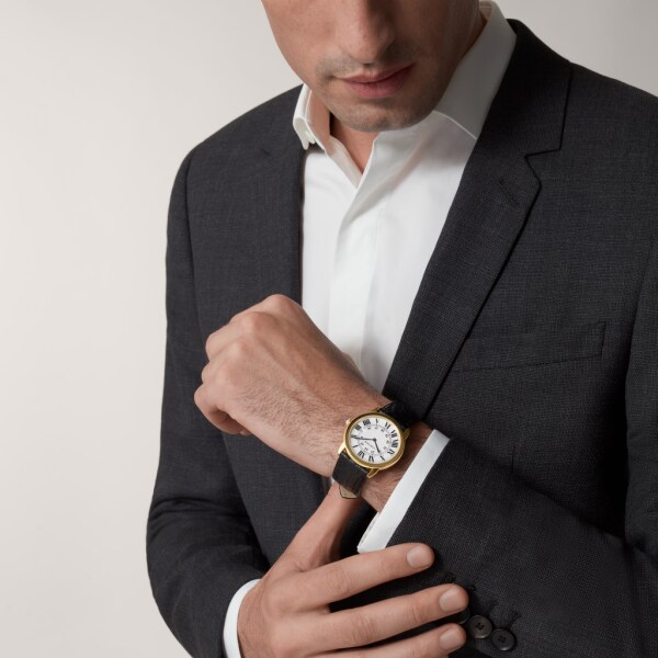 Ronde Solo de Cartier 腕錶 36毫米，石英機芯，18K黃金，精鋼，皮革