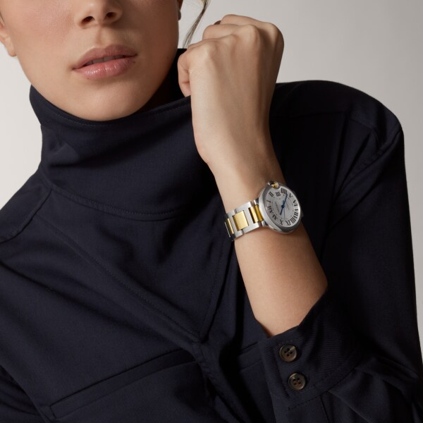 Ballon Bleu de Cartier 腕錶 36毫米，自動上鏈機械機芯，18K黃金，精鋼