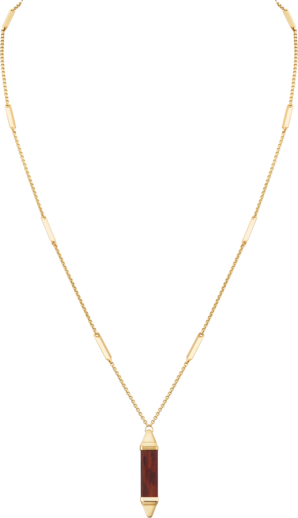 Les Berlingots de Cartier 項鏈，大型款18K黃金，蛇紋木
