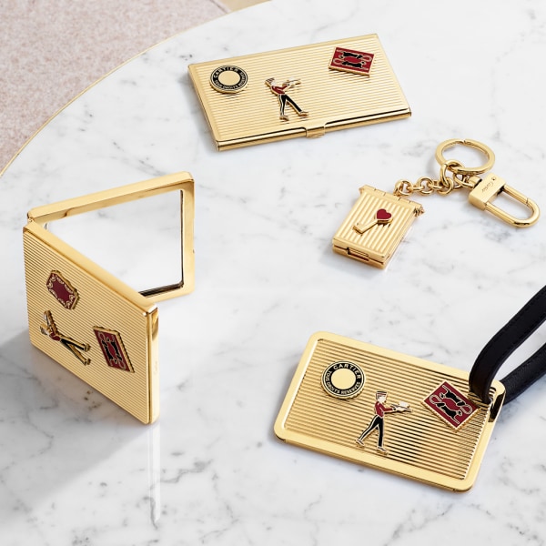 Diabolo de Cartier 小型鏡子 漆面金色飾面金屬