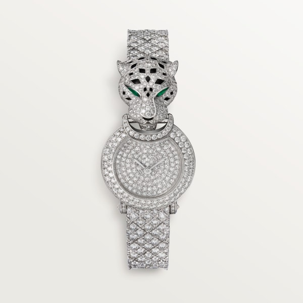 La Panthère de Cartier watch 23.6 mm, rhodium-finish white gold, diamonds