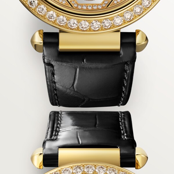 Joaillère Panthère Watch 41 mm, hand-wound movement, 18K yellow gold, diamonds, interchangeable leather straps