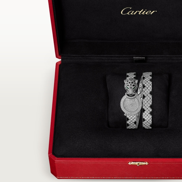La Panthère de Cartier 腕錶 23.6毫米，鍍銠飾面18K白色黃金，鑽石