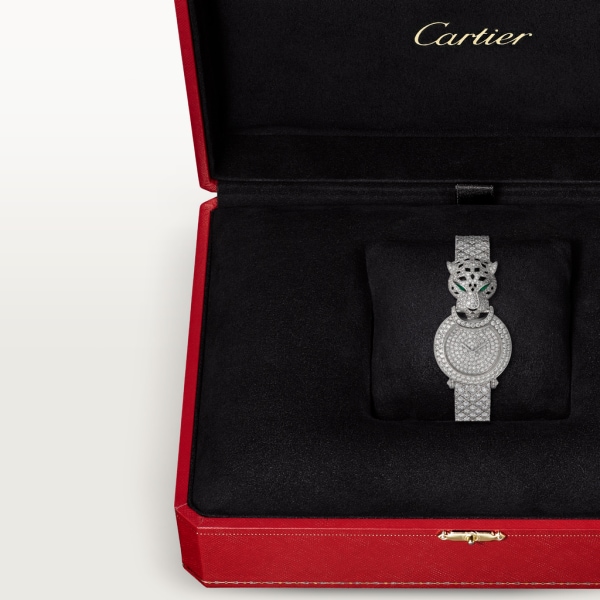 La Panthère de Cartier 腕錶 23.6毫米，鍍銠飾面白色黃金，鑽石