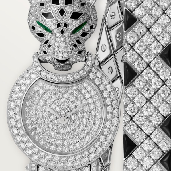 La Panthère de Cartier 腕錶 23.6毫米，鍍銠飾面18K白色黃金，鑽石