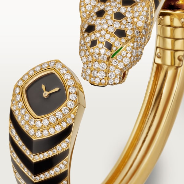 La Panthère de Cartier 腕錶 18毫米，石英機芯，18K黃金，鑽石，祖母綠，亮漆