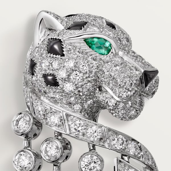 Panthère de Cartier 耳環 白色黃金，祖母綠，縞瑪瑙，鑽石