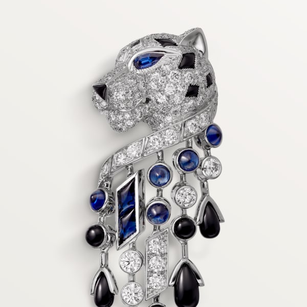 Panthère de Cartier 耳環 白色黃金，藍寶石，縞瑪瑙，鑽石