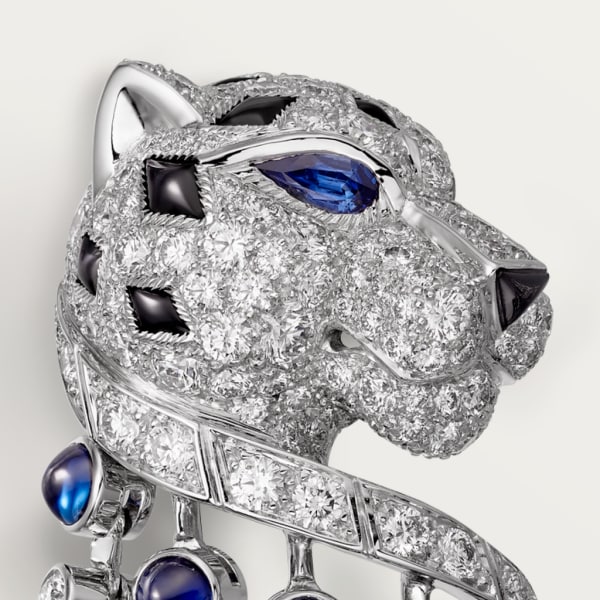 Panthère de Cartier 耳環 白色黃金，藍寶石，縞瑪瑙，鑽石