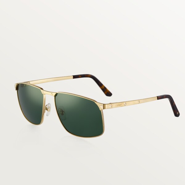Santos de Cartier 太陽眼鏡 光滑及磨砂金色飾面金屬，綠色偏光鏡片