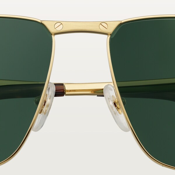 Santos de Cartier 太陽眼鏡 光滑及磨砂金色飾面金屬，綠色偏光鏡片